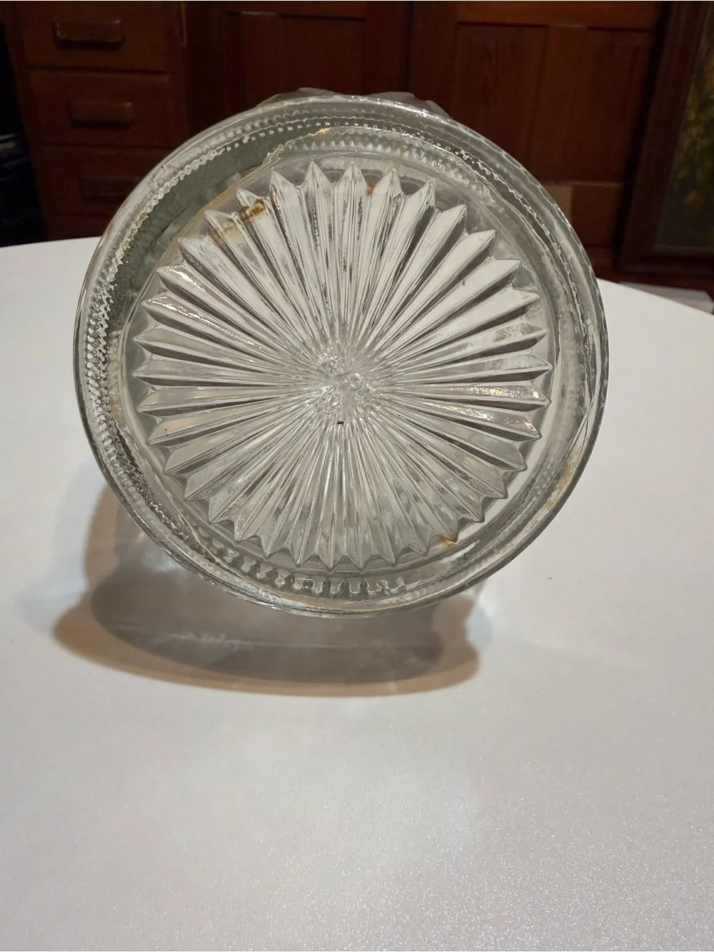Avon Clear Glass decanter with Textured Bead and Fan Pattern from the 1980s